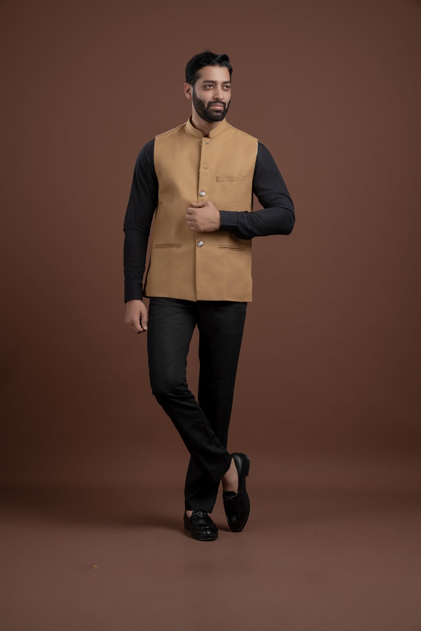 PLAIN BROWN NEHRU JACKET