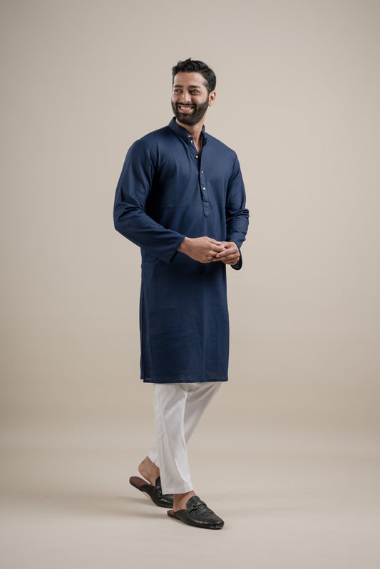 PLAIN ULTRA STRECHY NAVY BLUE KURTA
